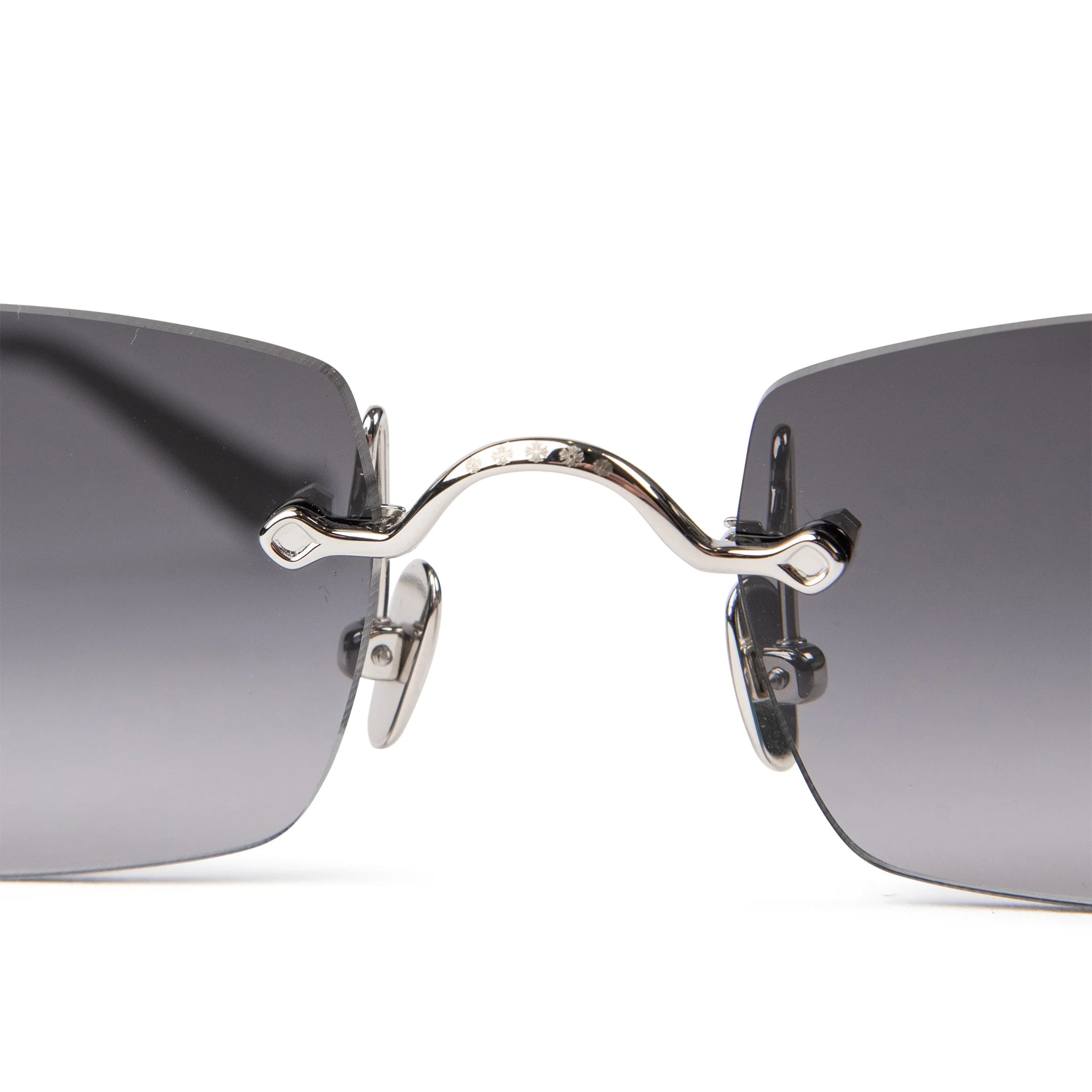 Nose bridge view of Chrome Hearts Pills III Silver Black Sunglasses